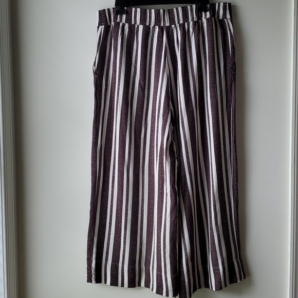 H&M | Brown Stripe Wide Leg Capri. Sz. 14 - Picture 5 of 9